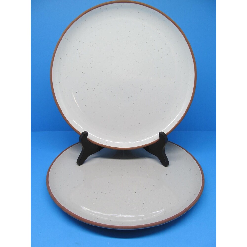 Mora Ceramics Hit Pause Set Of 2 Speckled 10 1/8" Lead Free Dinner Plates VGC
